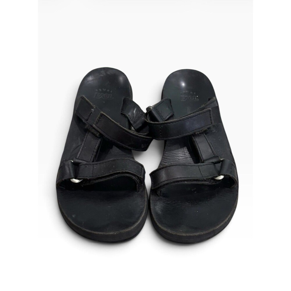 Teva Universal Black Slide Leather Sandals Women Size 7